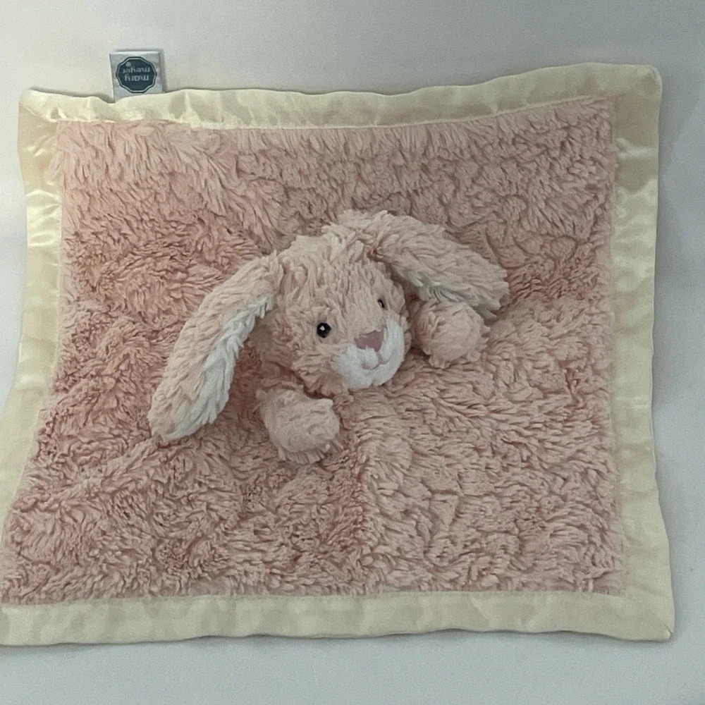 Mary Meyer Pink Bunny Rabbit Baby Security Blanket Lovey Lovie Satin Trim & Back